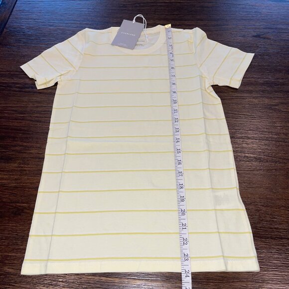 NWT Everlane Sz XS Pale Yellow Striped Organic Cotton Short Sleeve Tee T-Shirt - Picture 9 of 9